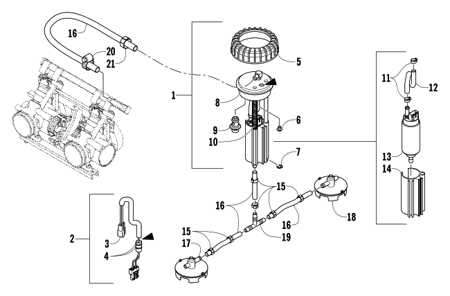 Parts Diagram for Arctic Cat 2004 MOUNTAIN CAT 900 EFI 159 SNOWMOBILE FUEL PUMP ASSEMBLY