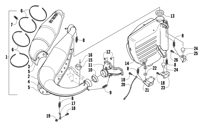 Parts Diagram for Arctic Cat 2004 PANTERA 800 EFI SNOWMOBILE EXHAUST ASSEMBLY