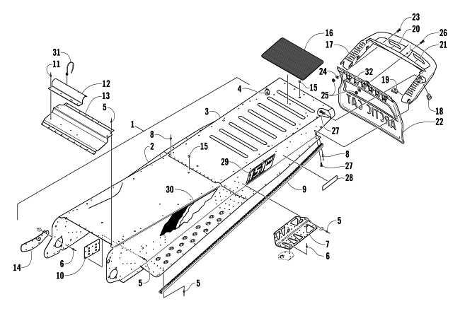 Parts Diagram for Arctic Cat 2004 MOUNTAIN CAT 900 EFI 151 SNOWMOBILE TUNNEL AND REAR BUMPER
