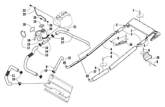 Parts Diagram for Arctic Cat 2004 MOUNTAIN CAT 900 151 SNOWMOBILE COOLING ASSEMBLY