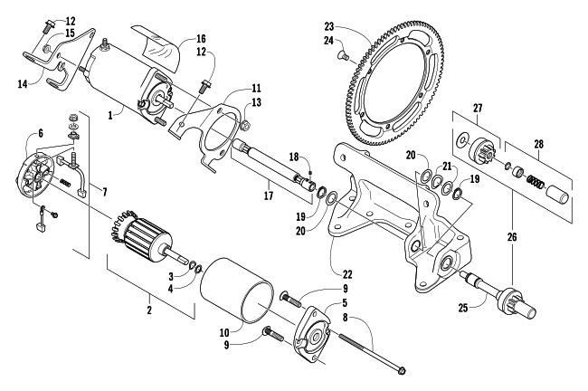 Parts Diagram for Arctic Cat 2004 MOUNTAIN CAT 900 EFI 159 SNOWMOBILE FLEX-DRIVE STARTER MOTOR ASSEMBLY (Optional)