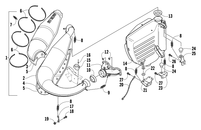 Parts Diagram for Arctic Cat 2004 MOUNTAIN CAT 800 EFI 159 SNOWMOBILE EXHAUST ASSEMBLY