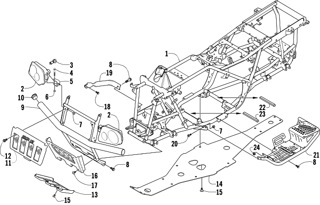 Parts Diagram for Arctic Cat 2004 500 AUTOMATIC TRANSMISSION 4X4 TRV ATV FRAME AND RELATED PARTS