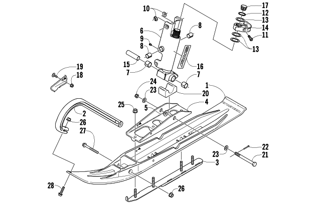 Parts Diagram for Arctic Cat 2004 FIRECAT 500 SNO PRO 1 SNOWMOBILE SKI AND SPINDLE ASSEMBLY