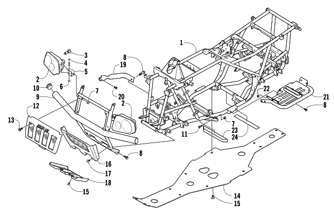 Parts Diagram for Arctic Cat 2004 500 MANUAL TRANSMISSION 4X4 FIS ATV FRAME AND RELATED PARTS