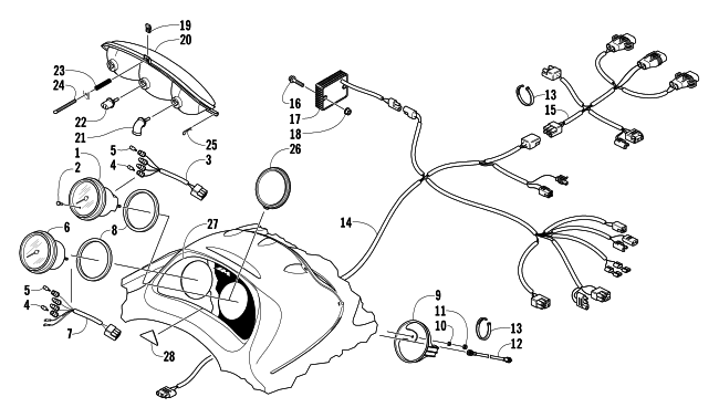 Parts Diagram for Arctic Cat 2004 MOUNTAIN CAT 900 151 SNOWMOBILE HEADLIGHT, INSTRUMENTS, AND WIRING ASSEMBLIES