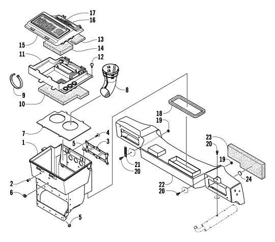 Parts Diagram for Arctic Cat 2004 MOUNTAIN CAT 900 159 SNOWMOBILE AIR SILENCER ASSEMBLY