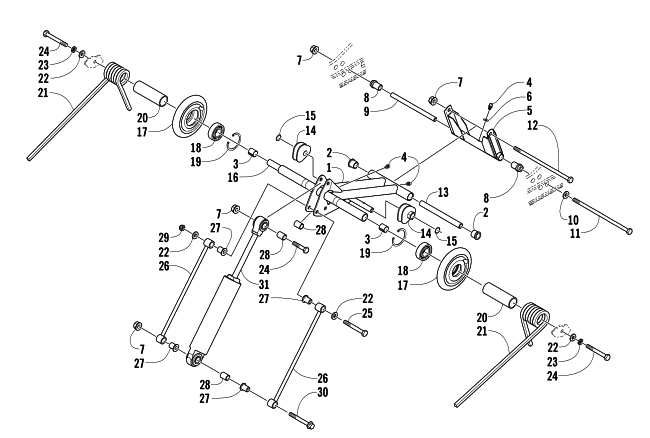 Parts Diagram for Arctic Cat 2004 FIRECAT 600 EFI EXT SNOWMOBILE REAR SUSPENSION REAR ARM ASSEMBLY