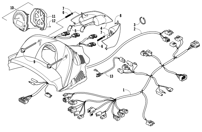 Parts Diagram for Arctic Cat 2004 FIRECAT 500 SNOWMOBILE HEADLIGHT, INSTRUMENTS, AND WIRING ASSEMBLIES