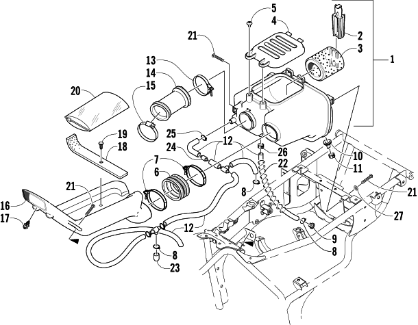 Parts Diagram for Arctic Cat 2005 250 2X4 ATV AIR INTAKE ASSEMBLY