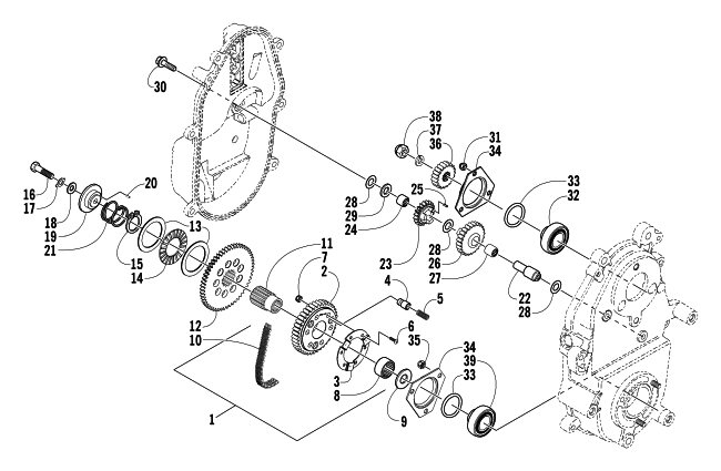 Parts Diagram for Arctic Cat 2004 PANTERA 800 EFI SNOWMOBILE DRIVE/REVERSE DROPCASE ASSEMBLY
