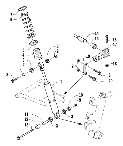 Parts Diagram for Arctic Cat 2005 PANTERA 600 EFI SNOWMOBILE SHOCK ABSORBER AND SWAY BAR ASSEMBLY