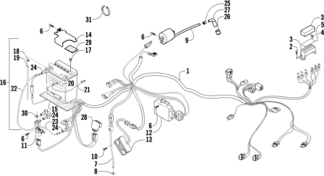 Parts Diagram for Arctic Cat 2005 250 4X4 ATV ELECTRICAL COMPONENTS