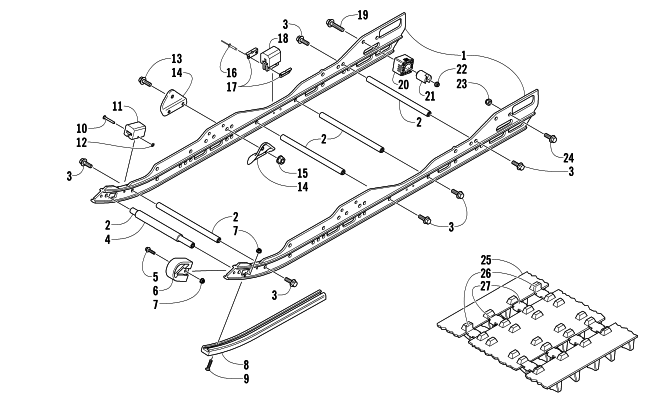 Parts Diagram for Arctic Cat 2004 FIRECAT 700 SNO PRO 1 SNOWMOBILE SLIDE RAIL AND TRACK ASSEMBLY