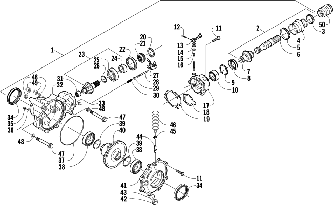 Parts Diagram for Arctic Cat 2004 400 AUTOMATIC TRANSMISSION 4X4 MRP ATV FRONT DRIVE GEARCASE ASSEMBLY