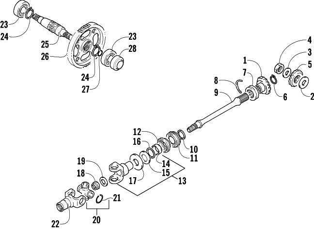 Parts Diagram for Arctic Cat 2005 250 2X4 ATV SECONDARY GEAR/OUTPUT SHAFT ASSEMBLY