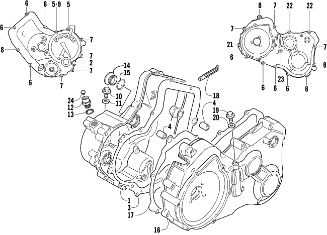 Parts Diagram for Arctic Cat 2005 250 2X4 ATV CRANKCASE COVER ASSEMBLY