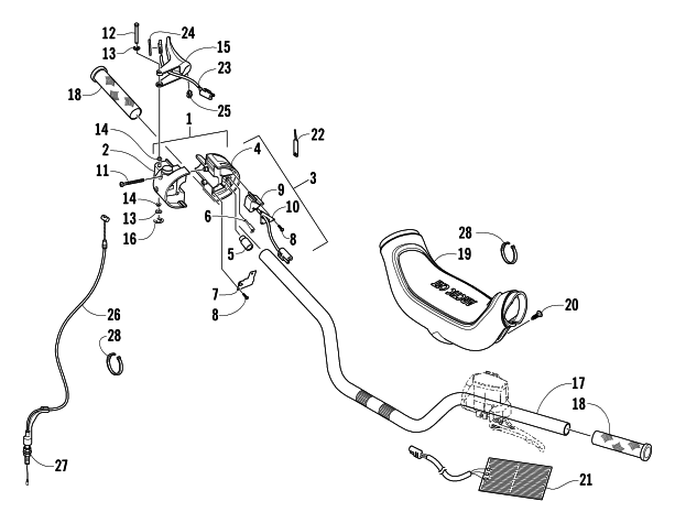 Parts Diagram for Arctic Cat 2003 BEARCAT WIDE TRACK SNOWMOBILE HANDLEBAR AND CONTROLS