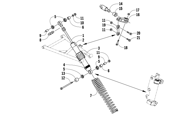 Parts Diagram for Arctic Cat 2004 SABERCAT 600 EFI EXT SNOWMOBILE SHOCK ABSORBER AND SWAY BAR ASSEMBLY