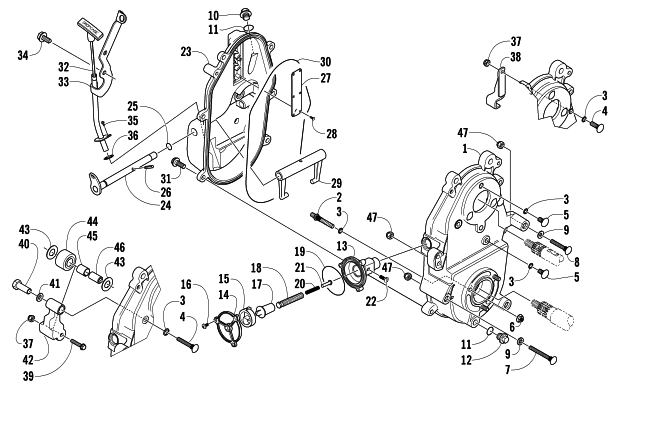 Parts Diagram for Arctic Cat 2004 SABERCAT 600 EFI LX SNOWMOBILE DROPCASE AND CHAIN TENSION ASSEMBLY
