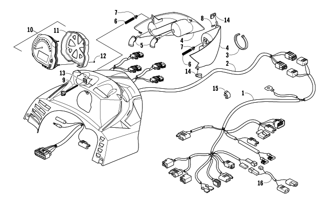 Parts Diagram for Arctic Cat 2004 T660 TOURING SNOWMOBILE HEADLIGHT, INSTRUMENTS, AND WIRING ASSEMBLIES