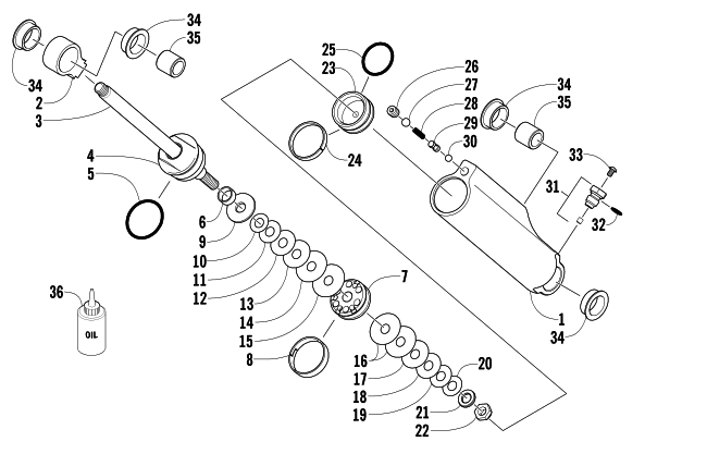 Parts Diagram for Arctic Cat 2006 SABERCAT 600 EFI LX SNOWMOBILE REAR SUSPENSION REAR ARM SHOCK ABSORBER