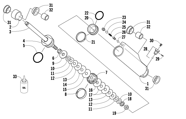 Parts Diagram for Arctic Cat 2004 SABERCAT 700 EFI EXT SNOWMOBILE REAR SUSPENSION REAR ARM SHOCK ABSORBER