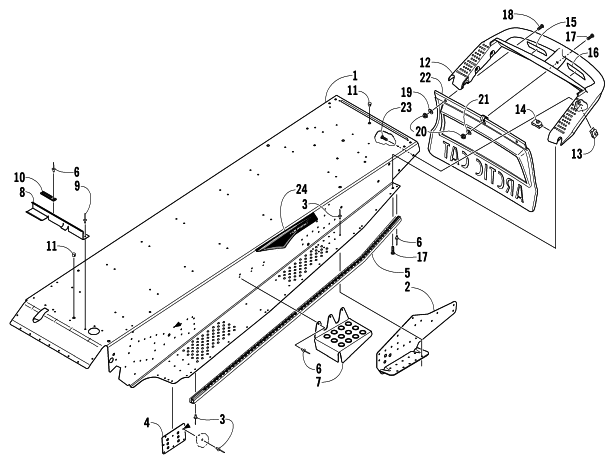 Parts Diagram for Arctic Cat 2004 T660 TOURING SNOWMOBILE TUNNEL AND REAR BUMPER