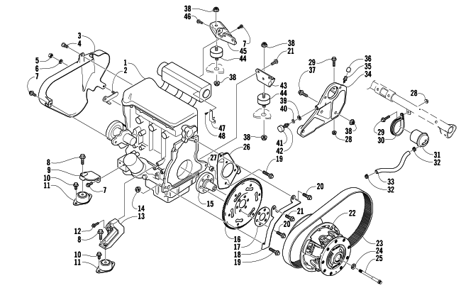 Parts Diagram for Arctic Cat 2004 T660 TOURING SNOWMOBILE ENGINE AND RELATED PARTS