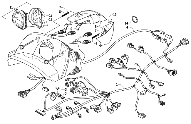 Parts Diagram for Arctic Cat 2004 SABERCAT 700 EFI EXT SNOWMOBILE HEADLIGHT, INSTRUMENTS, AND WIRING ASSEMBLIES