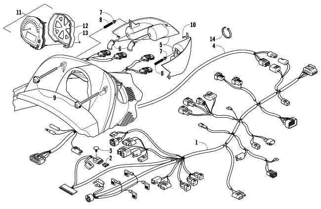 Parts Diagram for Arctic Cat 2004 SABERCAT 600 EFI LX SNOWMOBILE HEADLIGHT, INSTRUMENTS, AND WIRING ASSEMBLIES