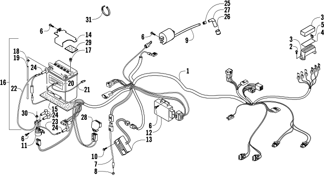 Parts Diagram for Arctic Cat 2004 300 4X4 ATV ELECTRICAL COMPONENTS