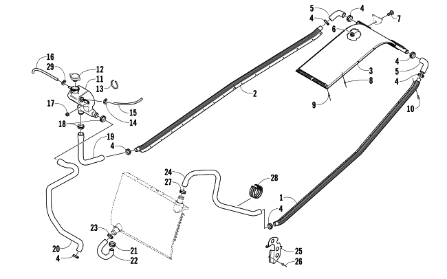 Parts Diagram for Arctic Cat 2004 SABERCAT 600 EFI LX SNOWMOBILE COOLING ASSEMBLY
