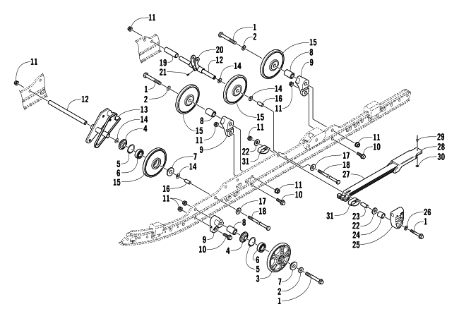 Parts Diagram for Arctic Cat 2004 BEARCAT WIDE TRACK SNOWMOBILE IDLER WHEEL ASSEMBLY