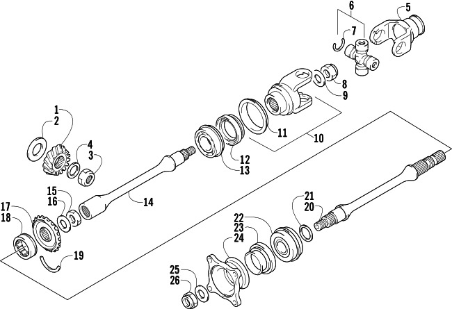 Parts Diagram for Arctic Cat 2004 400 MANUAL TRANSMISSION 4X4 FIS MRP ATV SECONDARY DRIVE ASSEMBLY