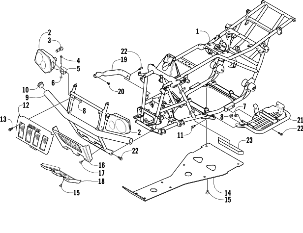 Parts Diagram for Arctic Cat 2004 400 MANUAL TRANSMISSION 4X4 ATV FRAME AND RELATED PARTS