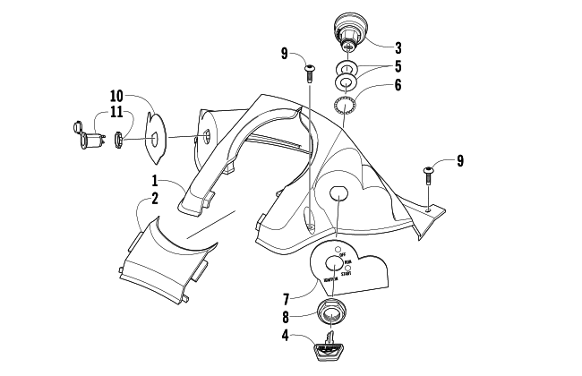 Parts Diagram for Arctic Cat 2005 BEARCAT WIDE TRACK SNOWMOBILE CONSOLE AND SWITCH ASSEMBLY