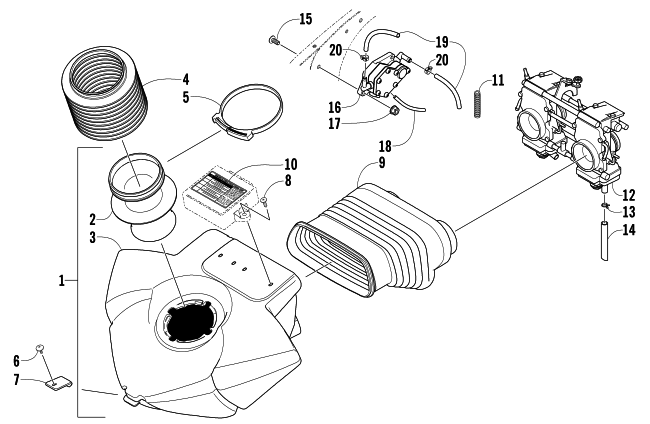 Parts Diagram for Arctic Cat 2004 FIRECAT 700 SNO PRO 1 SNOWMOBILE AIR SILENCER ASSEMBLY