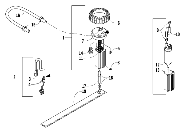 Parts Diagram for Arctic Cat 2003 BEARCAT WIDE TRACK SNOWMOBILE FUEL PUMP ASSEMBLY