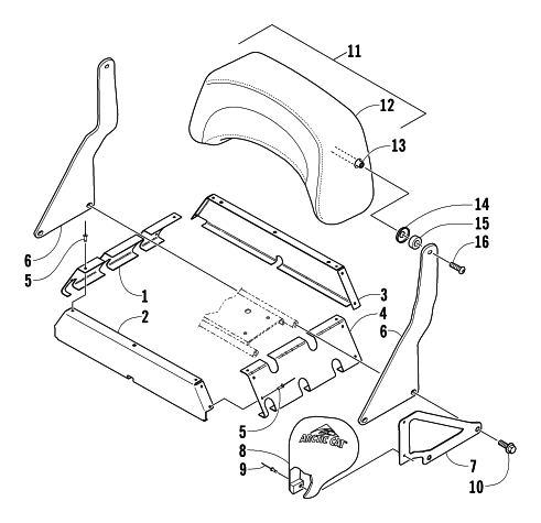 Parts Diagram for Arctic Cat 2005 BEARCAT WIDE TRACK SNOWMOBILE BACKREST ASSEMBLY