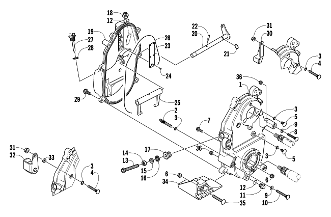 Parts Diagram for Arctic Cat 2004 BEARCAT 570 SNOWMOBILE DROPCASE AND CHAIN TENSION ASSEMBLY