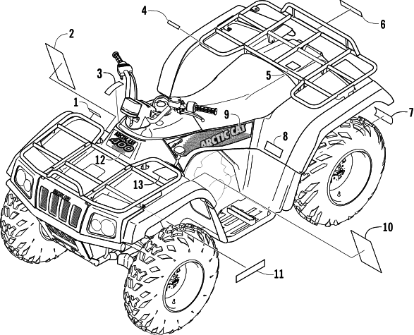 Parts Diagram for Arctic Cat 2004 400 AUTOMATIC TRANSMISSION 4X4 ATV DECALS