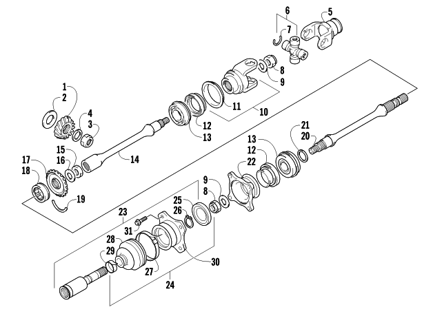 Parts Diagram for Arctic Cat 2004 400 MANUAL TRANSMISSION 4X4 ATV SECONDARY DRIVE ASSEMBLY