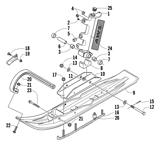 Parts Diagram for Arctic Cat 2004 BEARCAT 570 SNOWMOBILE SKI AND SPINDLE ASSEMBLY