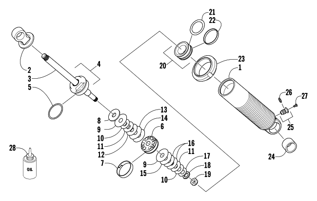 Parts Diagram for Arctic Cat 2004 MOUNTAIN CAT 900 EFI 151 SNOWMOBILE REAR SUSPENSION FRONT ARM SHOCK ABSORBER
