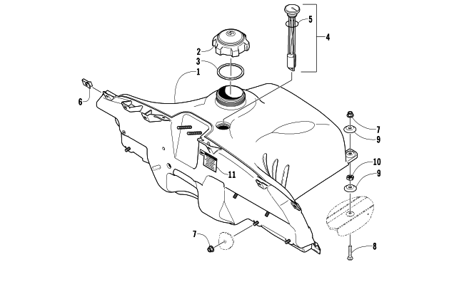Parts Diagram for Arctic Cat 2005 SABERCAT 600 EFI SNOWMOBILE GAS TANK ASSEMBLY