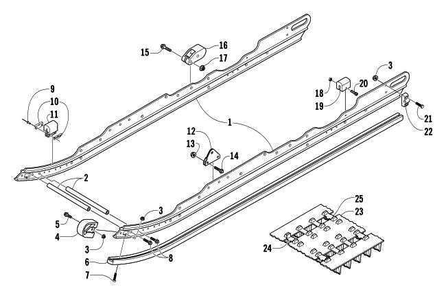 Parts Diagram for Arctic Cat 2004 BEARCAT 570 SNOWMOBILE SLIDE RAIL AND TRACK ASSEMBLY