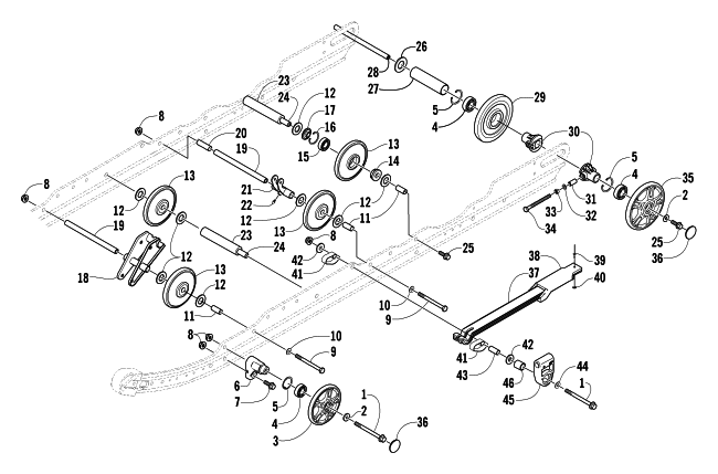 Parts Diagram for Arctic Cat 2004 BEARCAT 570 SNOWMOBILE IDLER WHEEL ASSEMBLY