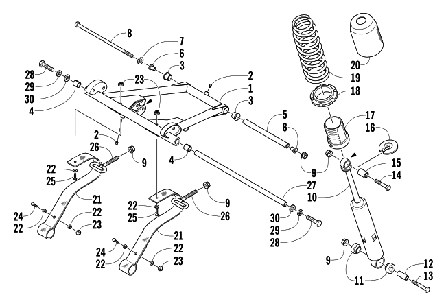 Parts Diagram for Arctic Cat 2004 BEARCAT 570 SNOWMOBILE REAR SUSPENSION FRONT ARM ASSEMBLY