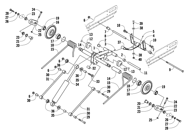 Parts Diagram for Arctic Cat 2004 BEARCAT 570 SNOWMOBILE REAR SUSPENSION REAR ARM ASSEMBLY